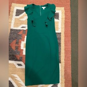 New York and Company green ruffled dress. Size xs but fits like a small.